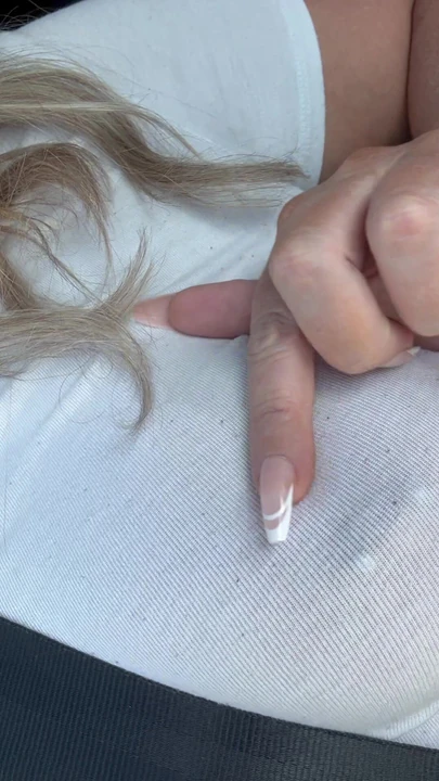 Rubbing my nipple in the car