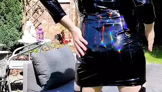 Super hot TV slut in ultra sexy PVC stockings boots