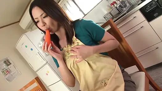 Husband not satisfying her needs so she turns into food masturbation
