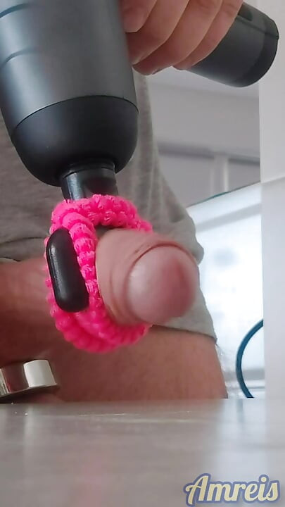 A massage toy milks my cock to a pulsating orgasm.