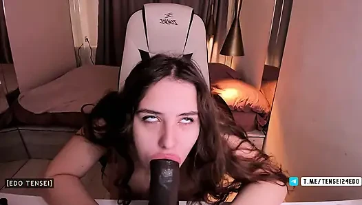 Halsfick blowjob für einen großen schwarzen schwanz und wilder sprung auf ihn von heißer schönheit Lil_Stephanie