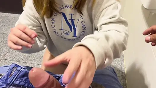 blonde gives blowjob and gets fucked in public