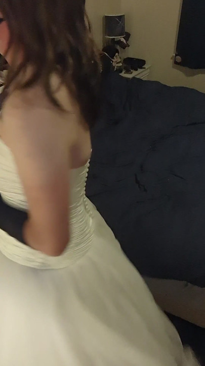 Won't someone cum inside my massive wedding gown with me? | Clip 3