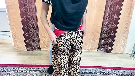 A bored girl at home called a neighbor boy for sex