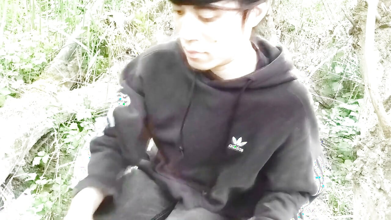The Cute Gay Twink Jerking off His Cock, Pulled Through His Fly While Outdoors, Is Jon Arteen