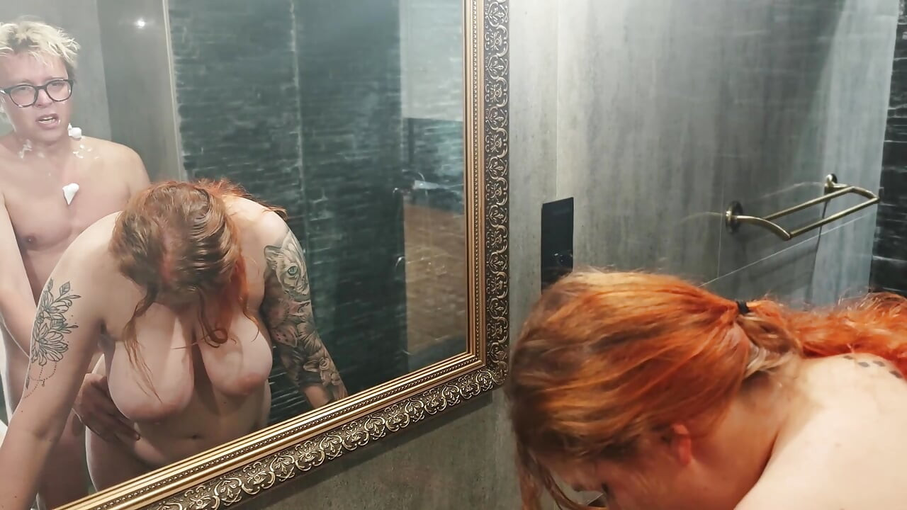 I Distract My Husband While He Shaves. I Suck His Dick While He Shaves, and Then He Fucks Me