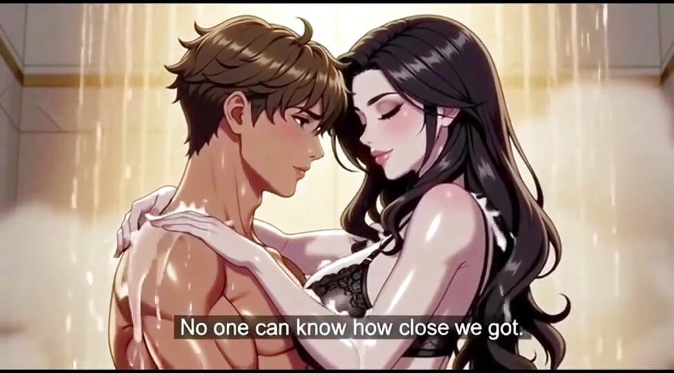Stepmom & Stepson take Shower together and pressing boobs
