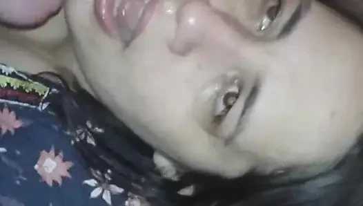 He chokes on my cock.