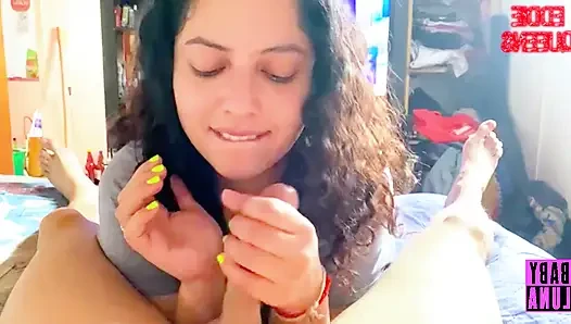 Argentinian slut BabyLuna939 sucks my dick, jerks off my tits until I run out of milk and takes it all Part 1