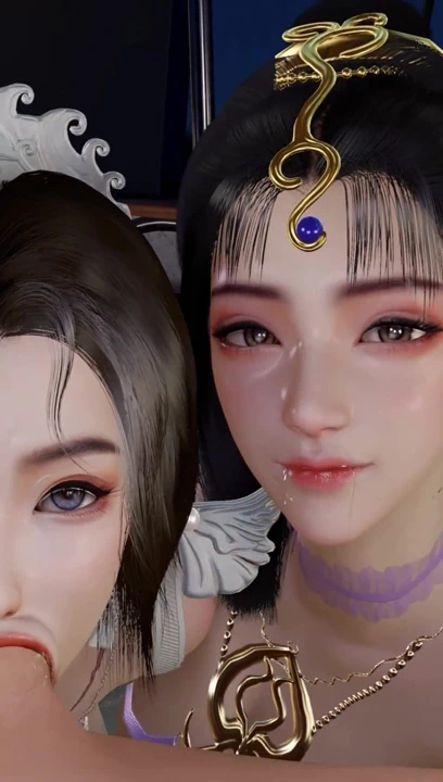 3D 两个饥渴女郎分享一根大鸡巴