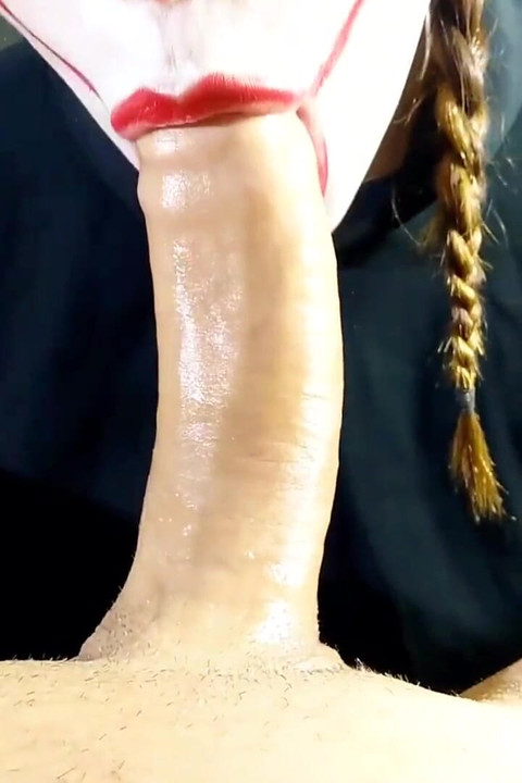 Halloween deep throat and cum swallow gargle