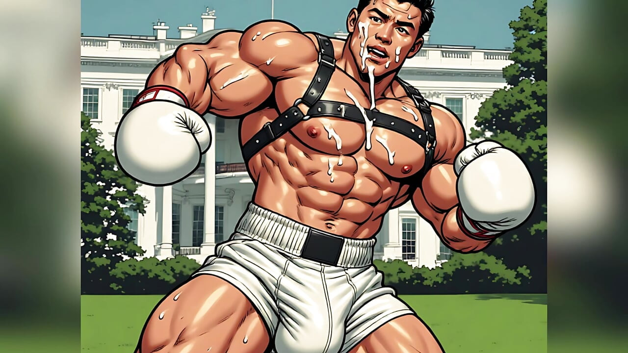 Asian Cum Covered Muscle Men Art