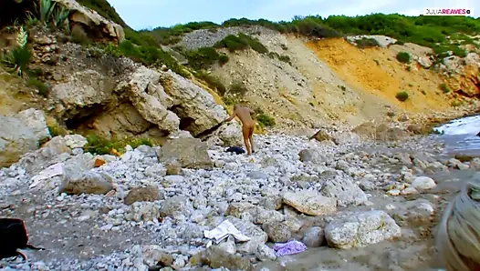 Fucking with the blonde girlfriend by the sea in the cliffs