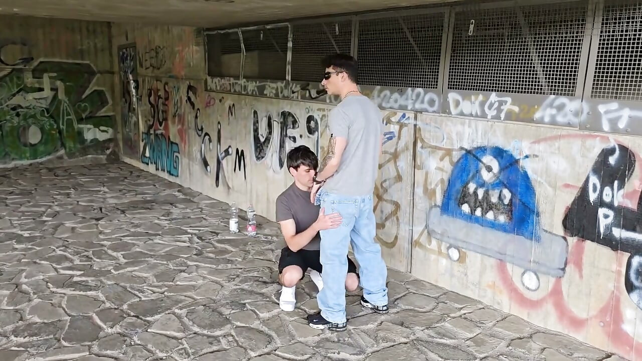 Risky Outdoor Gay Bareback Sex Almost Exposed While Facefucking & Pounding Boypussy Under a Motorway Bridge