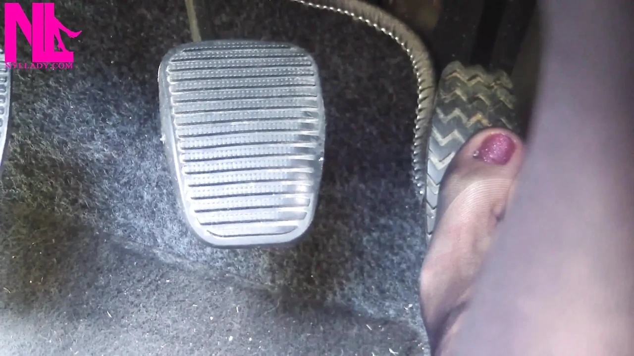 Nyllady Revving and Driving in Black Estrad Sandals and Black Stockings with Anklet