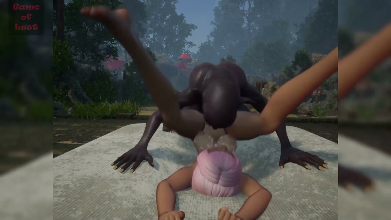 Gol Anime , escrava grávida gangbanged por goblins na cama