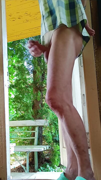 Jerking off on the threshold with the doors open. 1