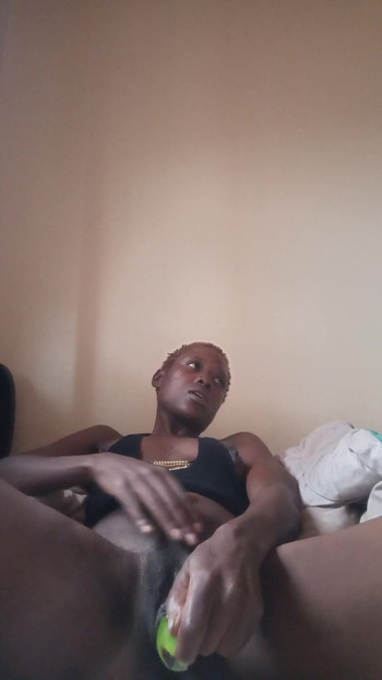 Captivating moment from "Can fuck and cum on anything. Cuming with banana"