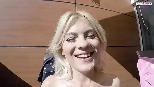 Got horny at home on the balcony and then fuck