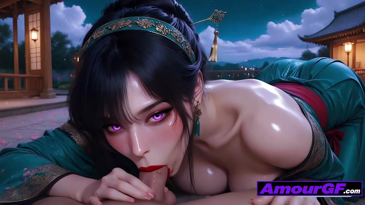 Big Tits Anime Girl Bent Over Kimono For Deep Facial Explosion