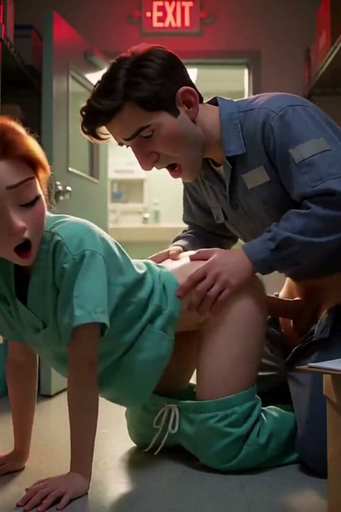Jururawat yang memberikan blowjob, terkenal di kalangan doktor dan jururawat, melegakan mereka semasa peralihan mereka (ai-dihasilkan)