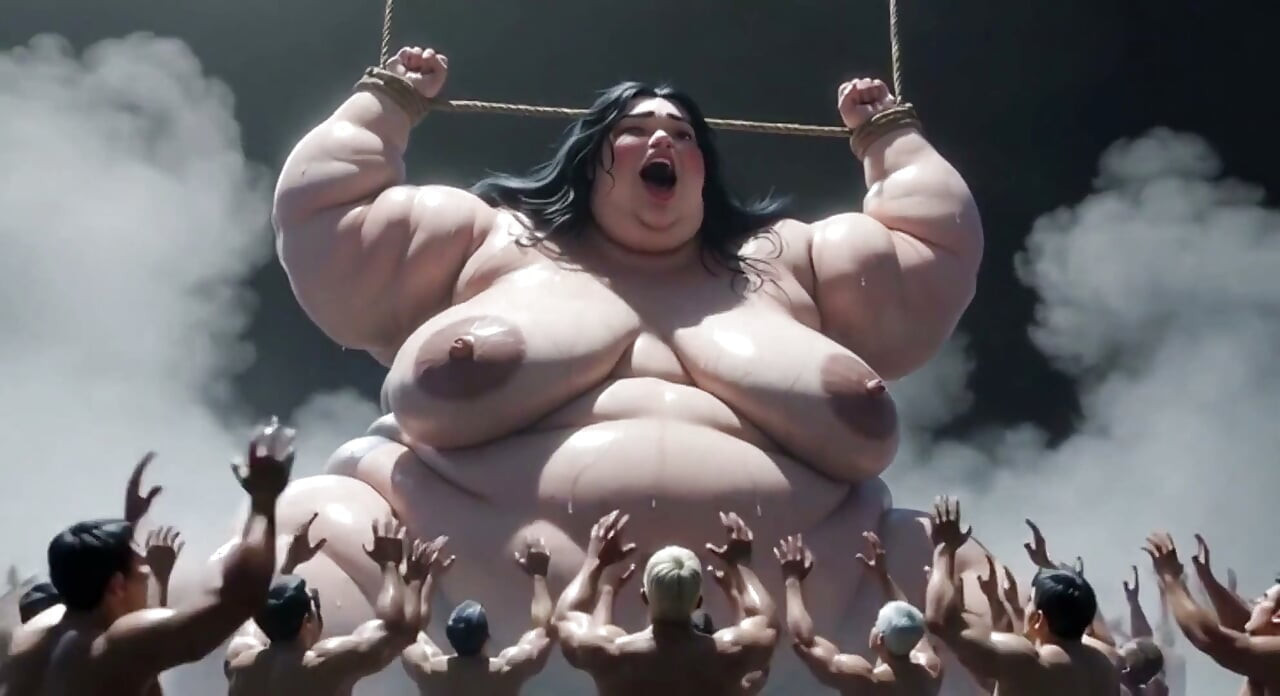 Giant SSBBW Tied up - Tiny Men Exploring Deep Inside Her Wet Cunt