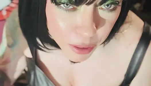 All In Black Leather Miss Tina Snua Smoking A Cork 100 Cigarette - Drifting nap Inhales Smoke Rings OME OMI