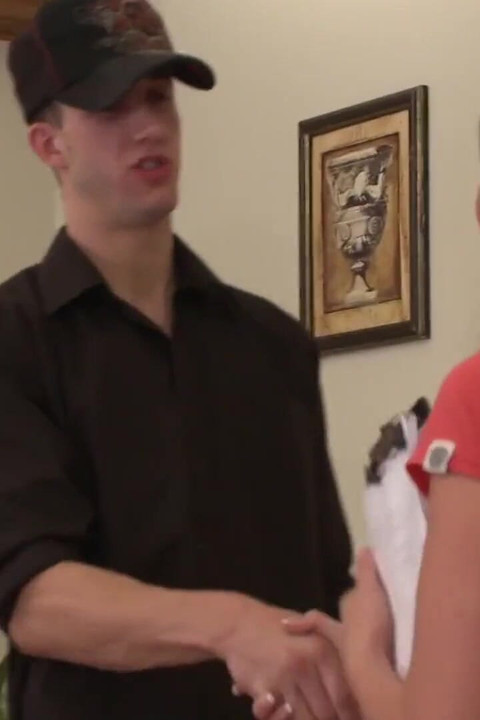 Blonde girl sucks a monster dick then rides it to a mouth cumshot