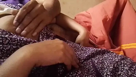 Tamil housewife's breasts are massaged by her husband