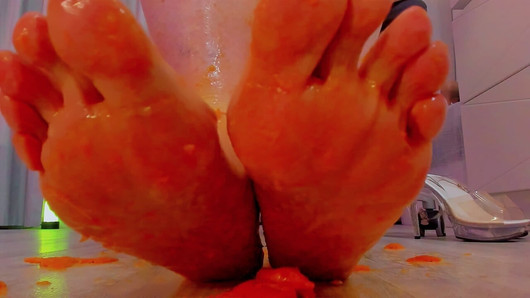 Tangerines melt under my feet, a sensual mess to the last drop