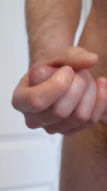 Thrilling moment from "I massage my cock in the bathroom during 30 minutes of masturbation, finished with cumshot"