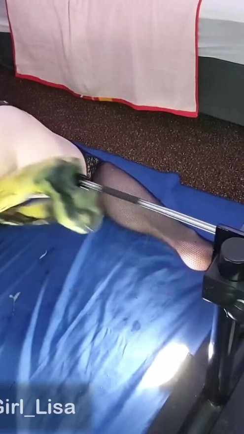 Double trouble dildo on the fucking machine | Clip 1