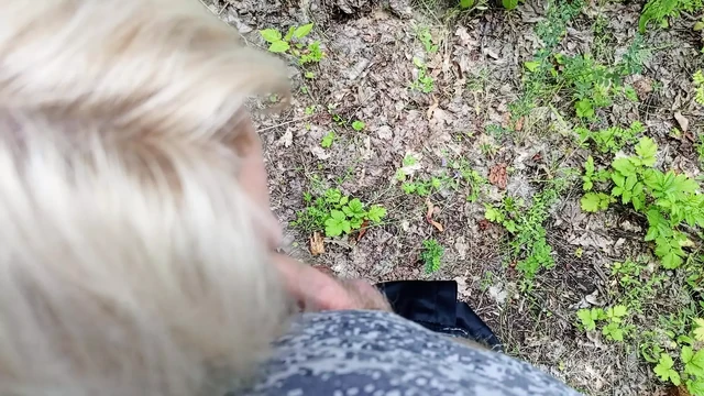 Mother-in-law sucks my dick in a public park and swallows hot cum