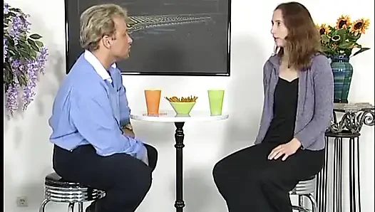 Casting chick toys her wet twat