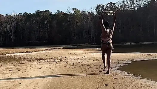 EBONY COUGAR ENJOYING THE SUN IN SWIMSUIT!