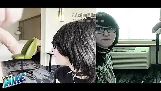 18yo Emo Dream Girl Gwen Shows Off Impossibly Sloppy Deepthroat and Ballsack Sucking