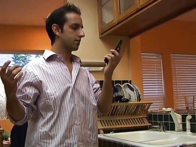Young cutie has hot fuck in the kitchen with a stud