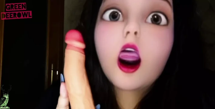 Happy doll plays with dildo