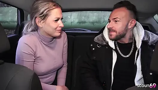 German Blonde Girl Lisa Pick up and Talk to Risky Fuck in Car at Public ...