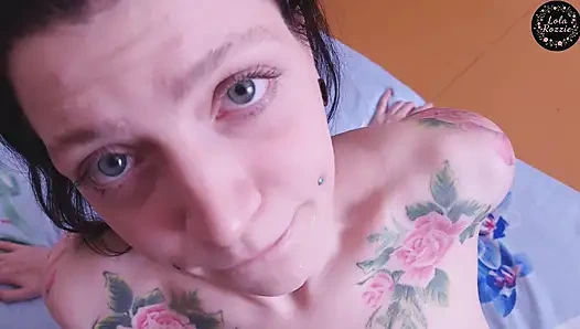 Nylon pantyhose fetish, blowjob, footjob, cumshot on pantyhose, with beautiful Lola Rozzie - POV