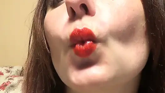Perancis berciuman denganku! Fetish lipstik merah!