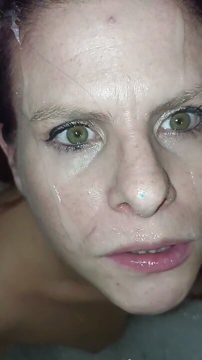 Jade in the bathroom sucks cum on my face