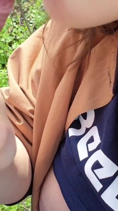 Epic moment from "Horny babe swallows my cum in the woods"