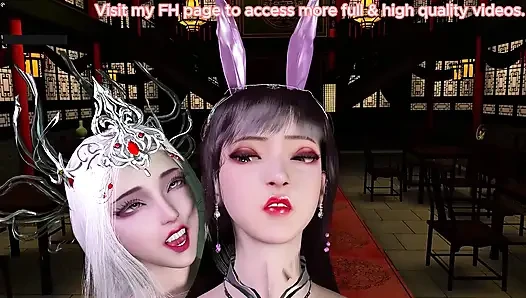Искусственное притяжение: удушающая девушка - 3D анимация, хентай
