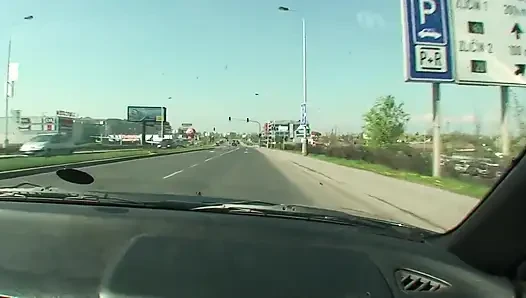 Picked up brunette teen blowing and riding two dicks