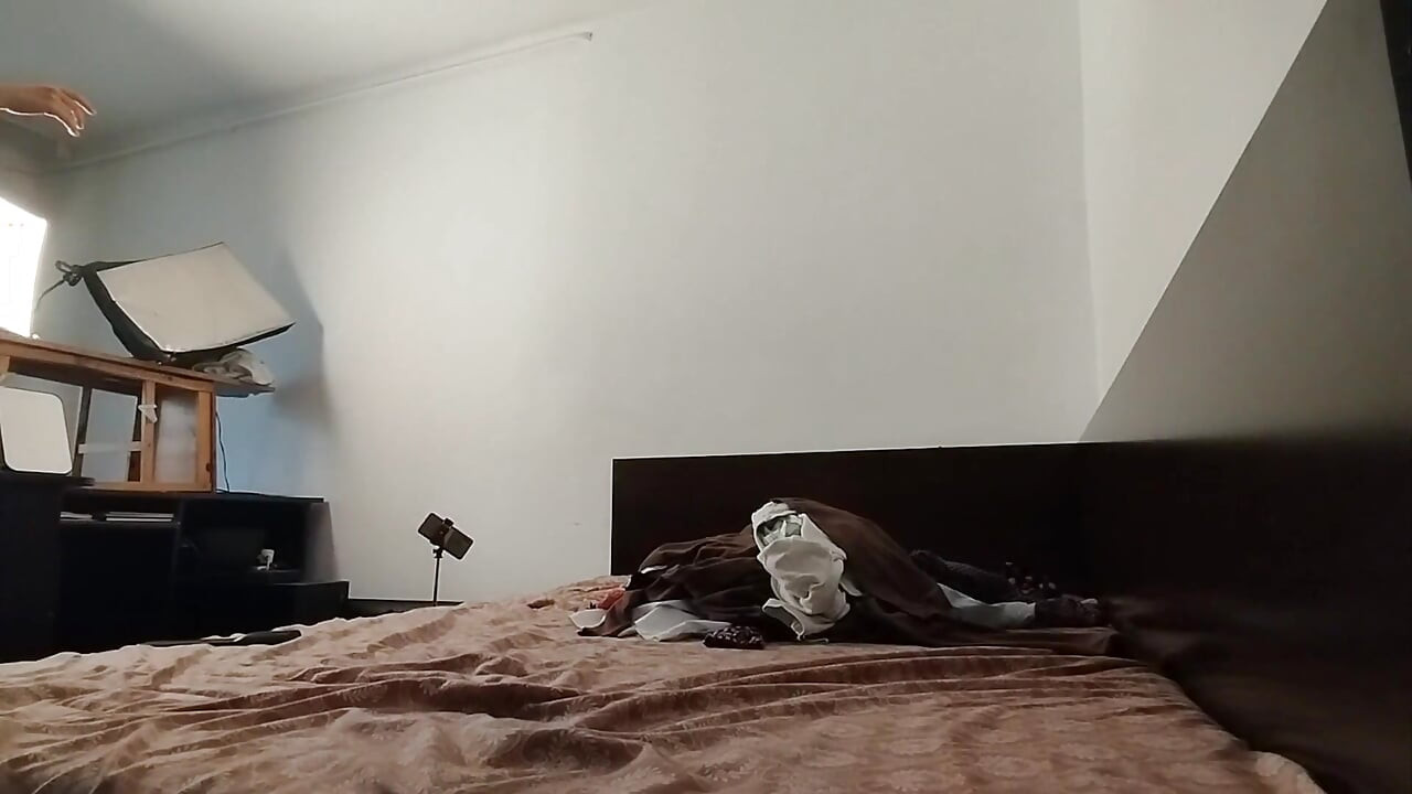 Amateur Woman Has Fun Trying on Clothes and Cutting Them.