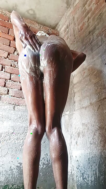 Skinny indian twink boy wet nude bathing