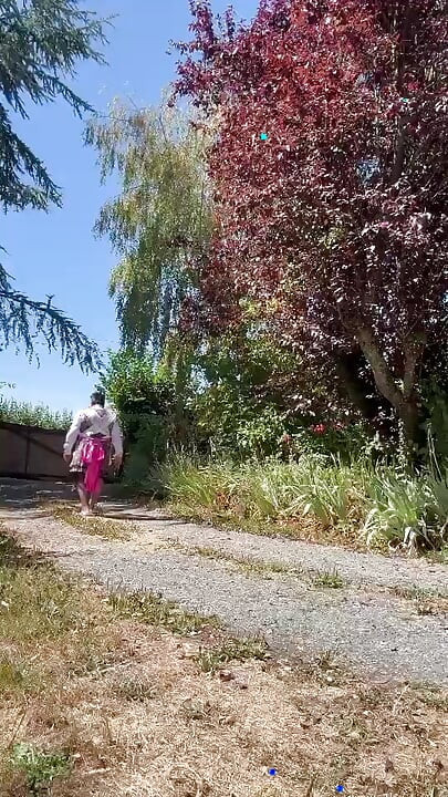 In gardener's outfit for a day