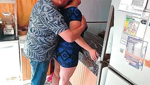 Older stepdad can't stop fucking his horny stepdaughter in the kitchen