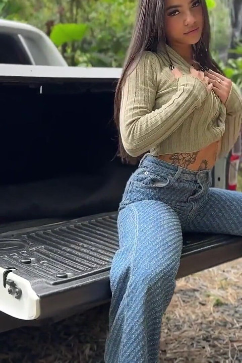 Horny Colombian Beauty Masturbating on the Back of My Truck!